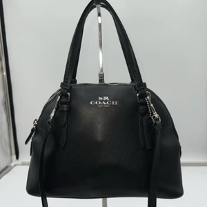 Coach Peyton Signature Mini Domed Crossbody Satchel Black with COA - Picture 1 of 16