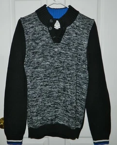 LANDS END boys Black White Blue Cotton SWEATER* XL 18 20 - Picture 1 of 4