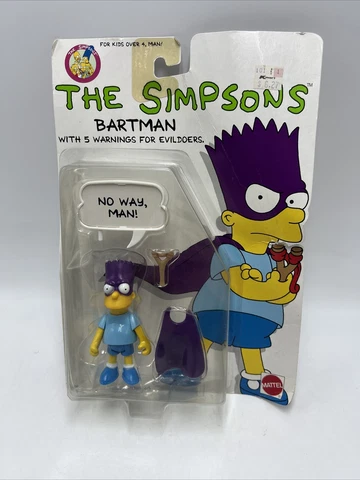 1990 Mattel The Simpsons BARTMAN BART figure Mask Cape Gangway Man Damaged PKG Cover