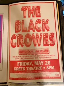 Black Crowes Greek Theatre 1995 Original Konzert Poster Amorica. Oder Büste Tour - Bild 1 von 1