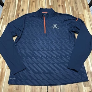 Virgina Cavaliers Pullover Mens XL Blue Nike 1/4 Zip College Lightweight Stretch - Picture 1 of 9