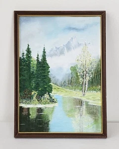 Vintage Framed Mountain Landscape Painting 11x15 Signed By Artist - Picture 1 of 14