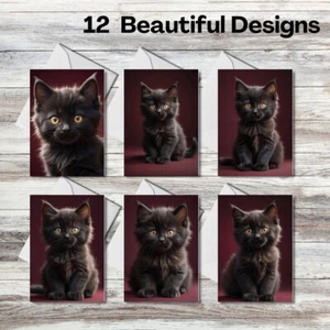 For Cat Lovers - Set of 12 Cards with envelopes - Blank Note Cards - Set#08 - Picture 1 of 2