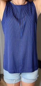 NWT Calvin Klein Sleeveless Blouse Size S/P Pinstripe - Picture 1 of 10