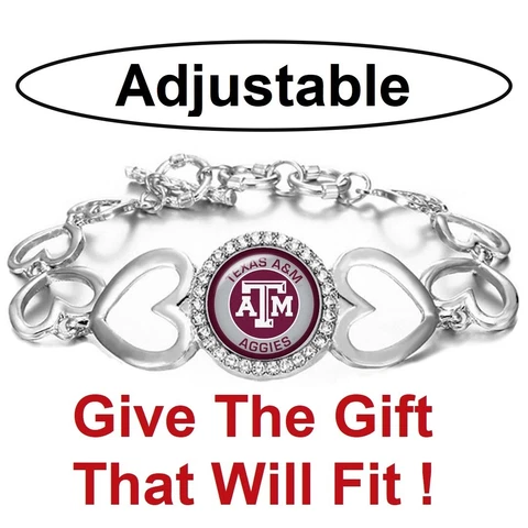 Texas A&M Aggies Womens Silver Link Bracelet w Gift Pkg D27 Cover