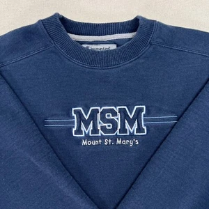 VTG Mount St. Mary's Champion Sweatshirt Adult M Blue Crew Neck Cotton College - Picture 1 of 14