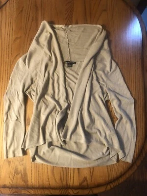 August Silk Womans Cardigan Small Tan USED - Image 1 of 3