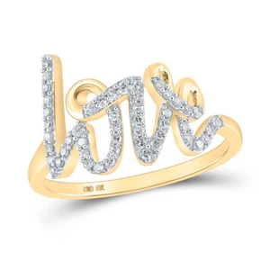 10kt Yellow Gold Womens Round Diamond Love Fashion Ring 1/5 Cttw - Picture 1 of 1