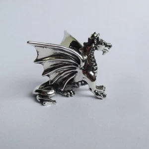 Dragon figurine, solid sterling silver gift, mythical beast, handmade ornament - Picture 1 of 7