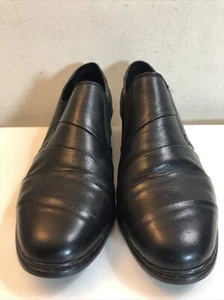 Women's Rieker Anti-stress Pleated Black Leather Slip-on Casual Shoes Size 6.5 - Picture 1 of 12