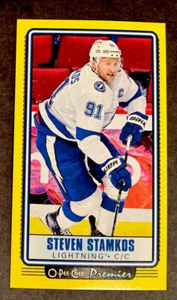 STEVEN STAMKOS 2021-22 O-PEE-CHEE OPC PREMIER TALLBOYS P-28 YELLOW VARIATION - Picture 1 of 2