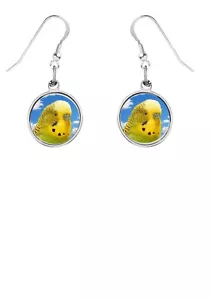 Budgie   codey6  dome on Hook Earrings Sterling Silver 925 Stamped - Picture 1 of 1