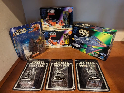 Lot of Star Wars Collectibles - Action Figures, Swoops, Cruisemissle Trooper Cover