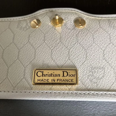 Christian Dior Elegante Bolso de Hombro de Cuero Blanco Cartera Vintage Logo MBb1557 Foto 1 de 4