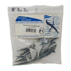 14 Count Gateway Feathers 5" Right Wing: Parabolic Camo Tre Bark Black & White - Picture 1 of 2