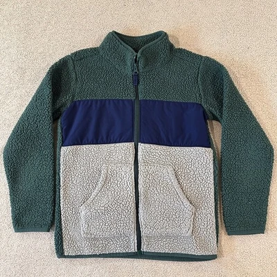 Carters Fleece Jacket Green Blue Gray Colorblock Kids 10/10A - Image 1 of 4