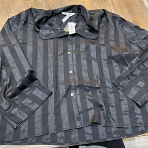 Lilac & London 3xl Black Striped Satin Long Pants/sleeve Pajama Set NWT - Picture 1 of 6