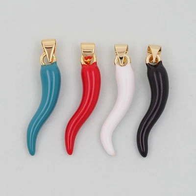 Collar colgante de cuerno italiano relleno de oro de 18 quilates para hacer joyas hágalo usted mismo Foto 1 de 4