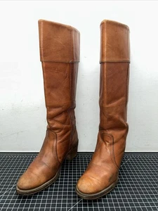 Botas de montar vintage Frye años 70 Campus Cuff tacón alto hasta la rodilla para mujer 8,5B etiqueta negra - Imagen 1 de 19