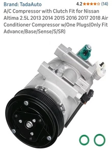 For 2013 2014 2015 2016 2017 2018 Nissan Altima 2.5L A/C AC Compressor w/Clutch  - Picture 1 of 16