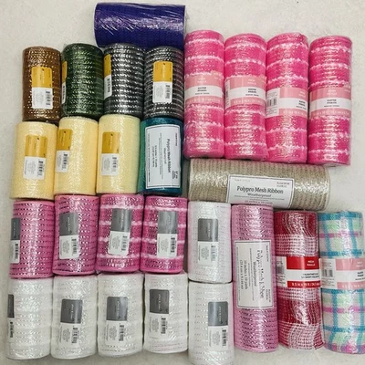 NIP 27pc Bulk Lot Craft Decor Mesh Ribbon Wreath Baby  Birthday Bridal Holiday - Image 1 of 4
