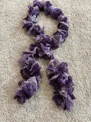 紫色 84 英寸围巾柔软镂空褶皱阴影。 — 第 1/2 张图片