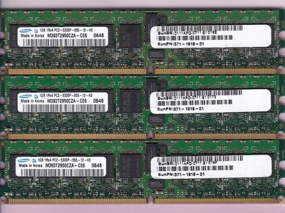 3GB 3x1GB PC2-5300P SAMSUNG M393T2950CZA-CE6 DDR2-667 SUN 371-1919-01 RDIMM KIT - Image 1 of 2