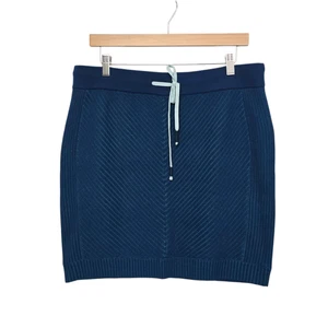 Title Nine Skirt Womens Large Blue Merino Wool Blend Knit Zip Pocket Drawstring - Picture 1 of 8