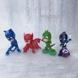 Lot of 4 PJ Masks Figurines Catboy Owlette Gekko Night Ninja with Drum - Picture 1 of 10