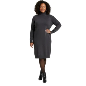 Torrid Pulloverkleid Damen Übergröße 1X Grau Strick Rollkragen Langarm Neu mit Etikett - Bild 1 von 6