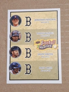 2008 PAPELBON JASON VARITEK MANNY DAVID ORTIZ BASEBALL HEROES CARD #198 RED SOX - Foto 1 di 2