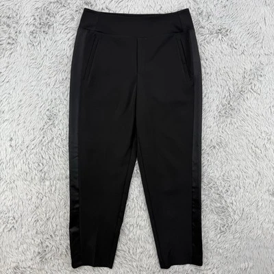 Athleta Endless Satin Side Strip Pants Women’s 10 Black Stretch Quiet Luxury - Image 1 of 4