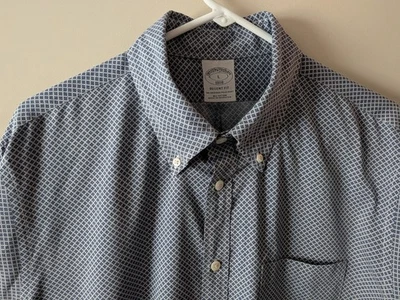 Brooks Brothers Shirt Mens Large Blue Geometric Long Sleeve Regent Fit 1818 EUC - Image 1 of 4