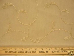 Embroidered Sheer Fabric with Almond Delicate Vine Design 27"X71" DIY Crafts - Picture 1 of 1