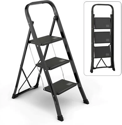 Steel Folding 2/3 Step Stool Ladder Adults With Soft-Grip Handle  330 Lbs - Image 1 of 4