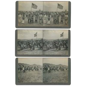 N A Forsyth / Montana Native American Dance Stereoviews The Grass Dance in Full - Foto 1 di 5