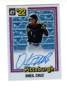 2022 Donruss Optic ONEIL CRUZ *RATED ROOKIE AUTO THROWBACK MOJO PRIZM* /99 - Picture 1 of 3