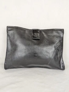 FENDI Roma Black Embroidered Lightweight Leather Designer Clutch Charm BAG - Picture 1 of 11