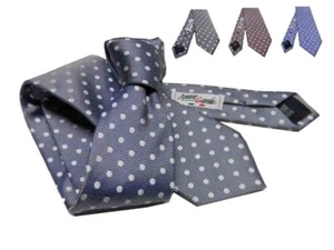 Homme Cravate à Pois Élégante Cérémonie Nouvelles Soie Made IN Italy Slim - Imagen 1 de 8
