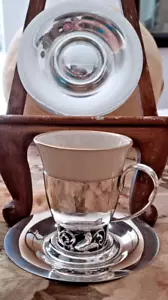 Tasse, soucoupe et doublure Demitasse en argent sterling International La Paglia 4 oz, LOOK ! - Photo 1 sur 7