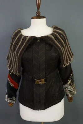 Save The Queen Brown Knit Full Zip Belt Lightweight Jacket - Image 1 of 4