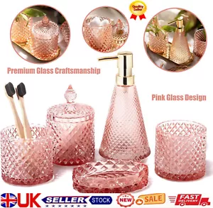 Luxury Bathroom Accessories Set Diamond studded 5pcs Decration Set Soap Dish UK - Picture 1 of 8