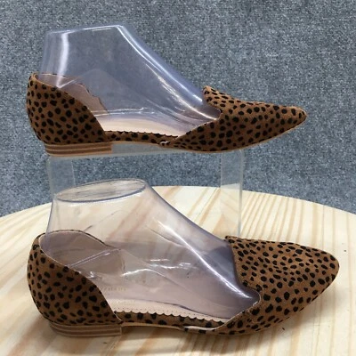 Isaac Mizrahi Shoes Womens 7.5 Animal Print Slip On Flats Brown Black Faux Suede - Image 1 of 4