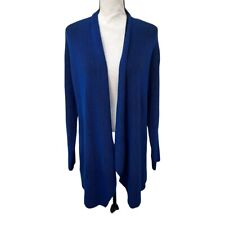 Chaus blue and black ribbed open front cardigan Size M