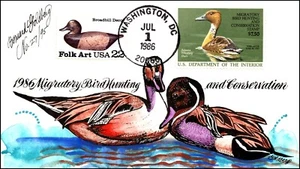 Scott RW53 $7.50 1986 Duck Stamp Bernard Goldberg Hand Painted FDC 27 Of 95 - Picture 1 of 2