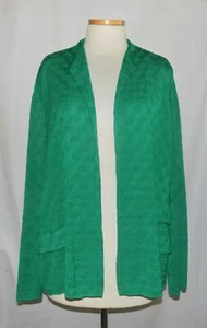 Misook smaragdgrün strukturierte Lilienstrick offene Vorderseite kragenlos Blazer Jacke 2X - Bild 1 von 7