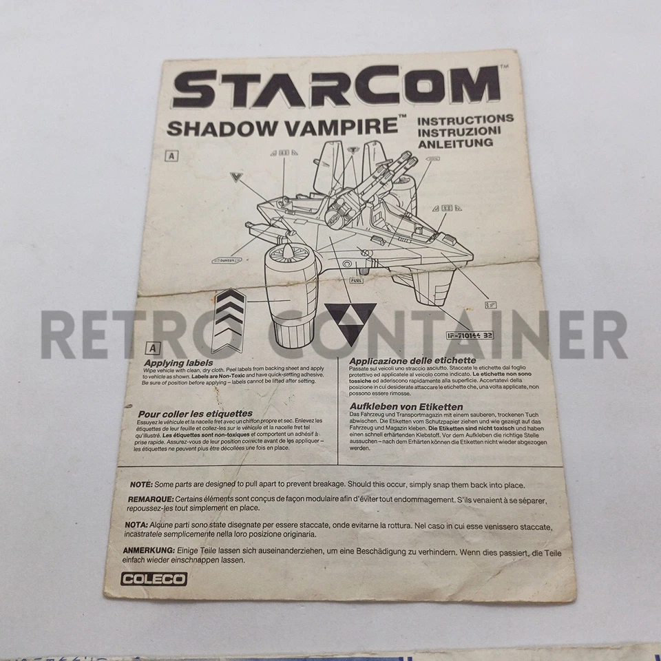 Vintage MATTEL COLECO STARCOM - Shadow Vampire - Instructions Sheet Leaflet - Immagine 1 di 1