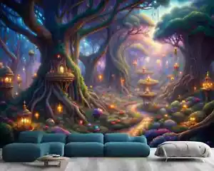 Enchanted Forest Light Garden Wallpaper Mural Removeable Washable Peel &Stick - Picture 1 of 11