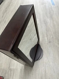 Cherry Wood Turning Jewelry Cabinet Organizer With Mirror And Picture Frame - Picture 1 of 4