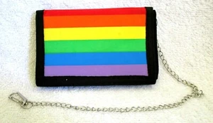 Unisex Rainbow Multi Colored Stripes Gay Pride  4.5" L x 3" W Trifold Wallet-New - Picture 1 of 3